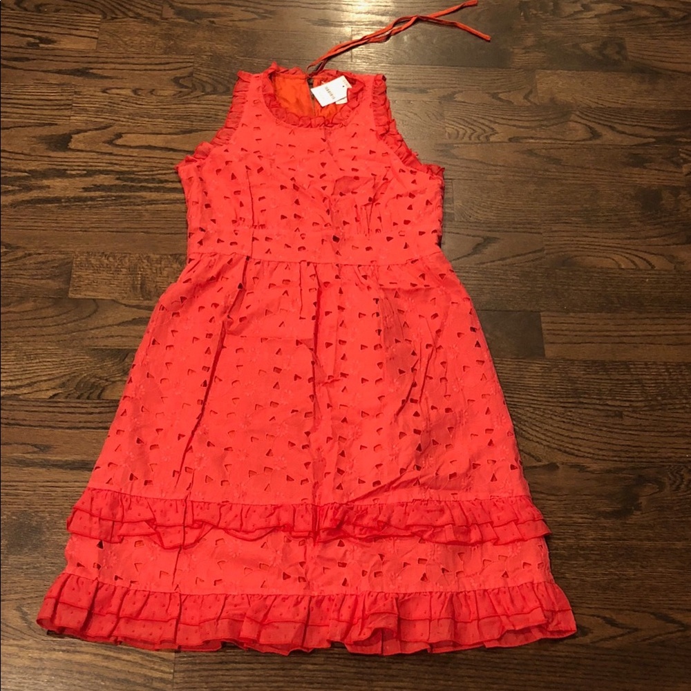 NWT J. Crew 8 Eyelet Halter Tangerine Dress